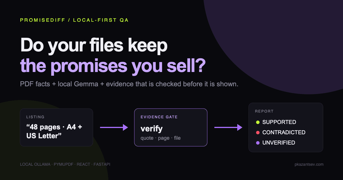 PromiseDiff evidence-checking interface